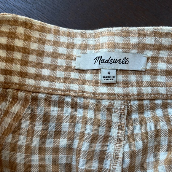 MADEWELL gingham linen shorts size 4 - Picture 3 of 6